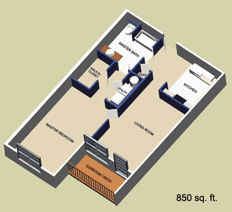 1 bedroom Floor Plan - apartments in Raleigh